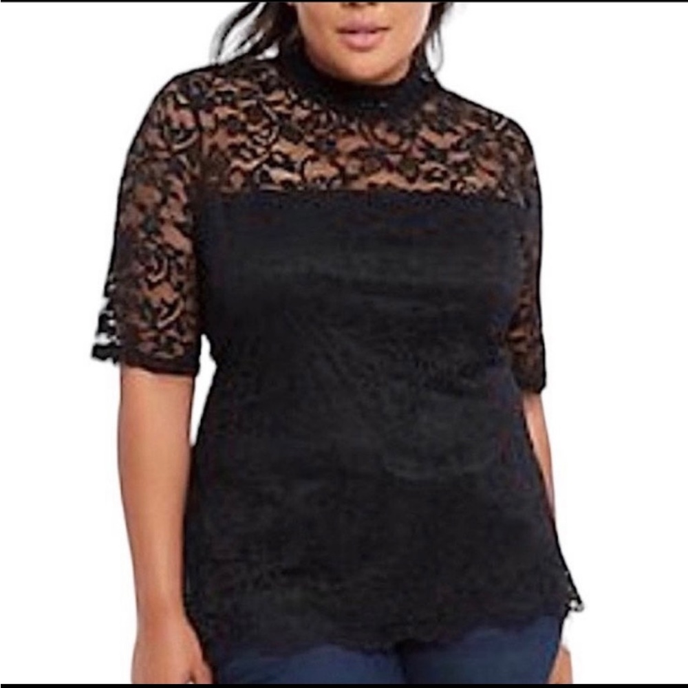 TORRID Black Lined Lace Blouse- NWOT